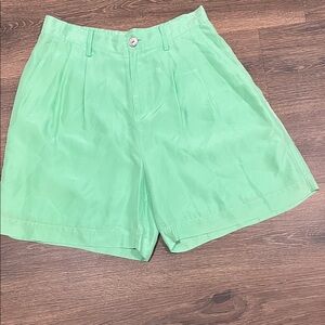 Vince Mint Green Pleated High-Rise Shorts